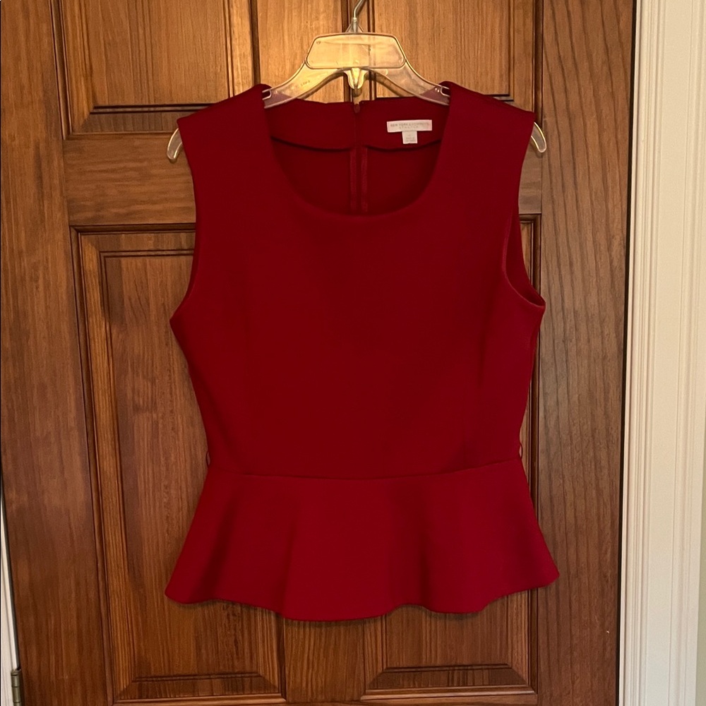 New York & Company Red Peplum Blouse